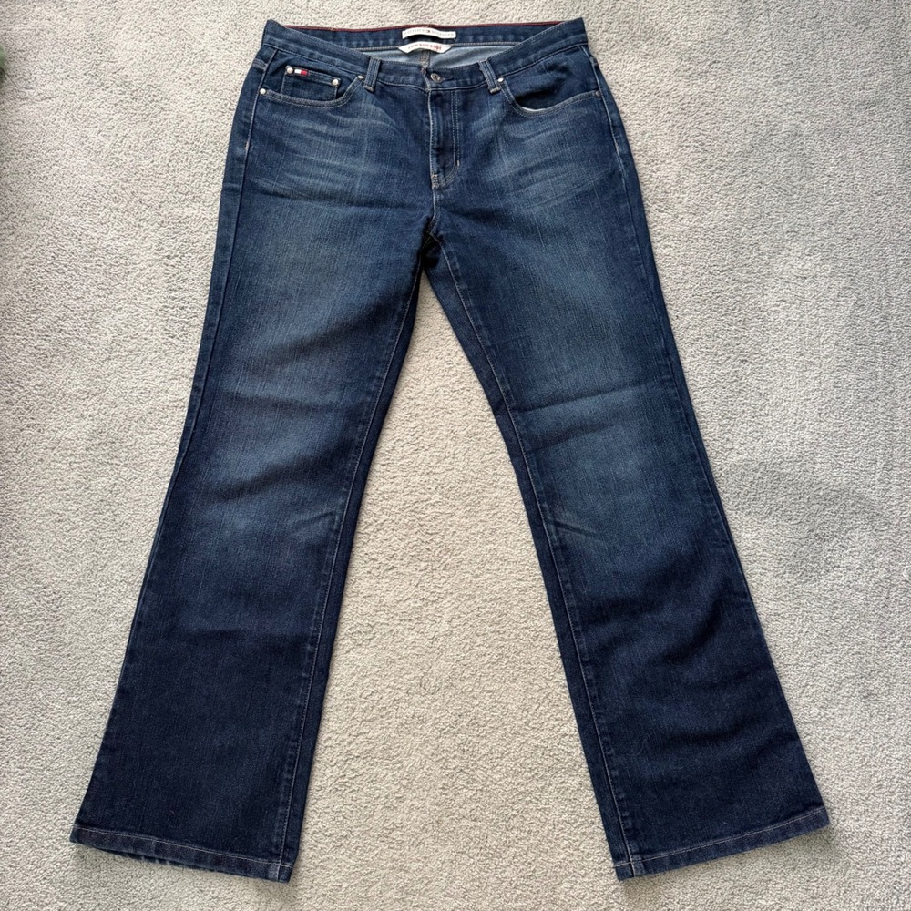 Vintage Tommy Hilfiger Dark Wash Low Rise Boot Cut Jeans, Size 12L